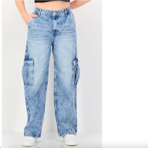 BDG Denim - NWT Urban Outfitters BDG Denim Blue Turtle Exclusive Blue Cargo Wide Leg Jeans